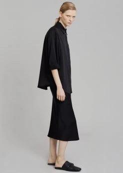 The Frankie Shop Gio Silky Midi Skirt - Black