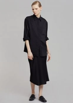 The Frankie Shop Gio Silky Midi Skirt - Black