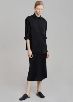 The Frankie Shop Gio Silky Midi Skirt - Black