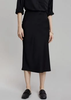 The Frankie Shop Gio Silky Midi Skirt - Black