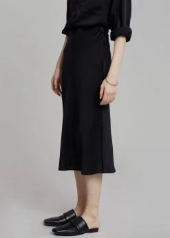 The Frankie Shop Gio Silky Midi Skirt - Black