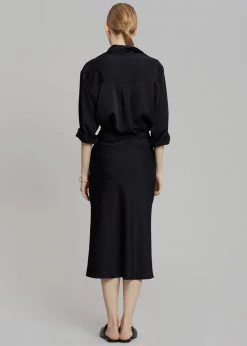 The Frankie Shop Gio Silky Midi Skirt - Black