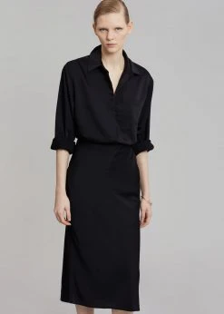 The Frankie Shop Gio Silky Midi Skirt - Black