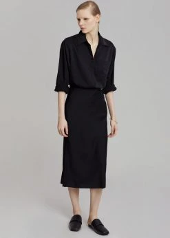 The Frankie Shop Gio Silky Midi Skirt - Black