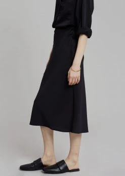 The Frankie Shop Gio Silky Midi Skirt - Black