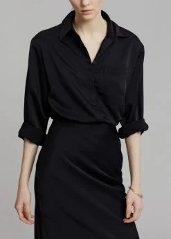 The Frankie Shop Gio Silky Midi Skirt - Black