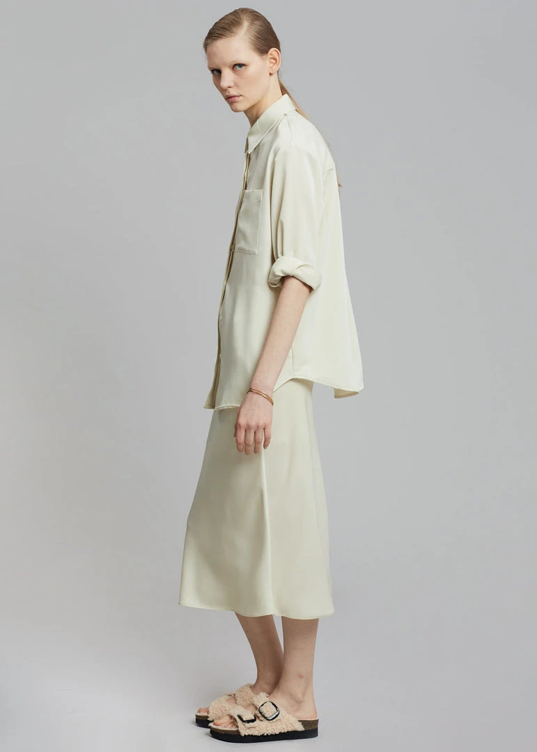 The Frankie Shop CLOTHING Gio Silky Midi Skirt - Custard