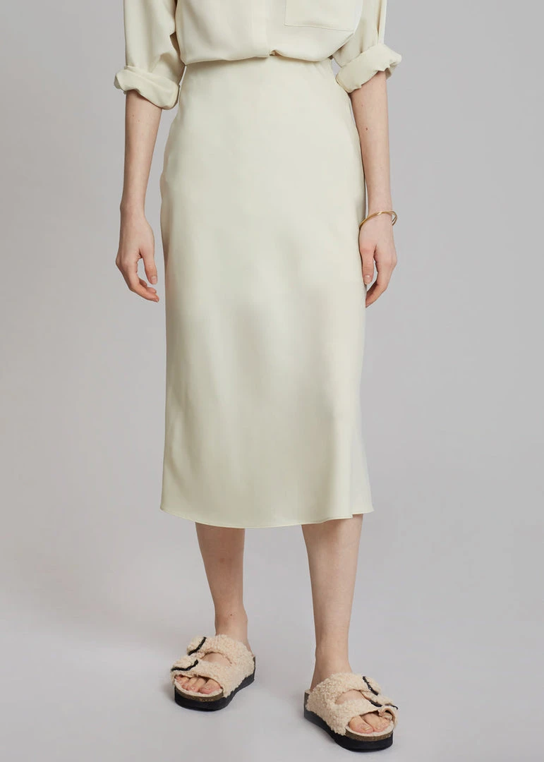The Frankie Shop CLOTHING Gio Silky Midi Skirt - Custard