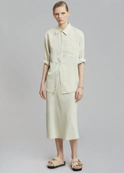 The Frankie Shop CLOTHING Gio Silky Midi Skirt - Custard