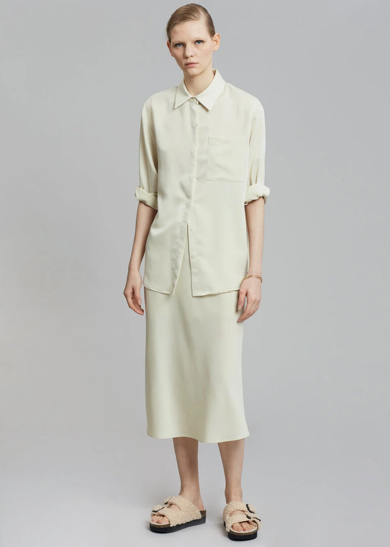 The Frankie Shop CLOTHING Gio Silky Midi Skirt - Custard