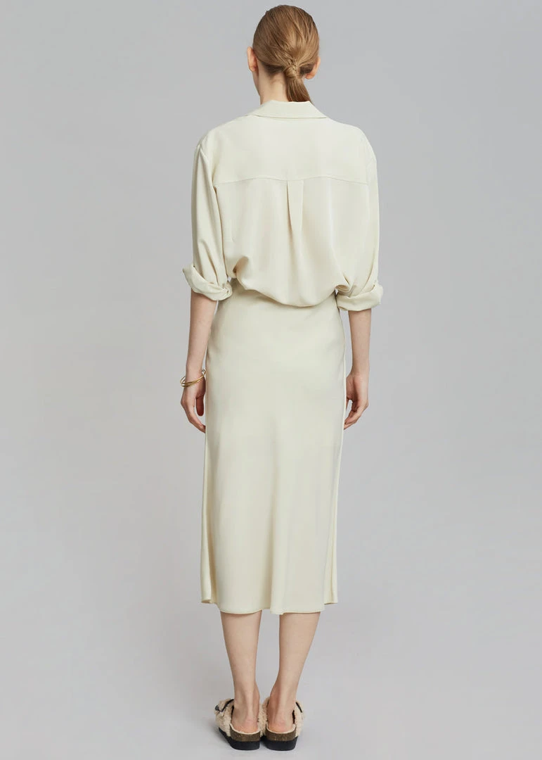 The Frankie Shop CLOTHING Gio Silky Midi Skirt - Custard