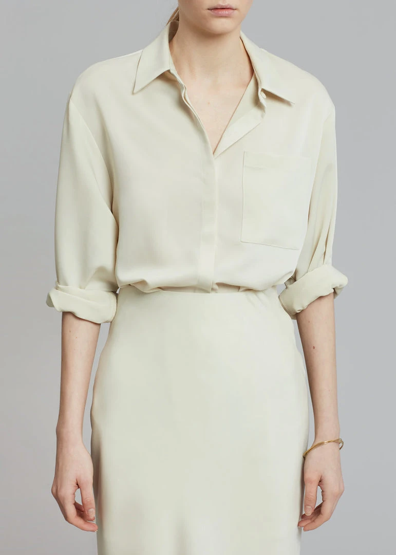 The Frankie Shop CLOTHING Gio Silky Midi Skirt - Custard