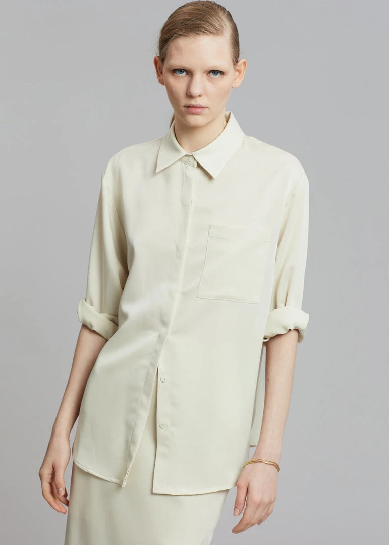 The Frankie Shop CLOTHING Gio Silky Shirt - Custard