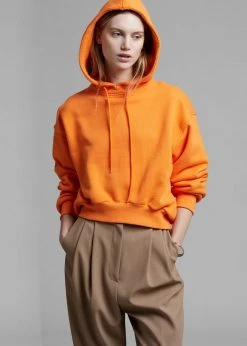 The Frankie Shop CLOTHING Greta Cropped Hoodie - Tangerine