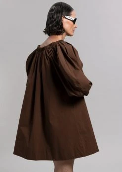 Creamvilla Greta Off Shoulder Dress - Chocolate CLOTHING