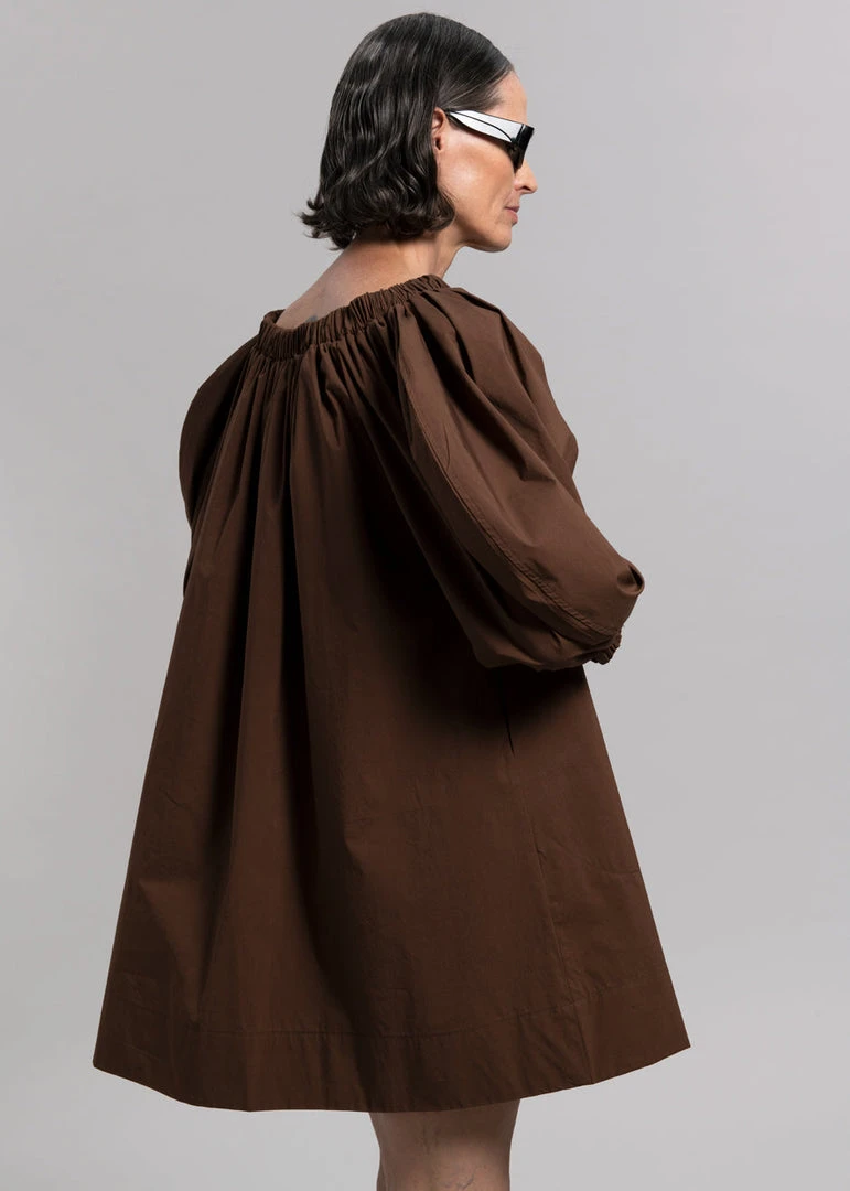 Creamvilla Greta Off Shoulder Dress - Chocolate CLOTHING