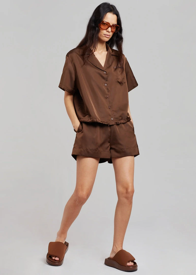 Inch Vacation Edit Hadi Satin Shirt - Brown
