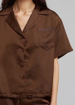 Inch Vacation Edit Hadi Satin Shirt - Brown