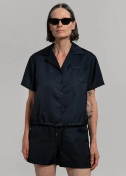 Inch Hadi Satin Shirt - Navy Vacation Edit