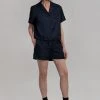 Inch Hadi Satin Shirt - Navy Vacation Edit