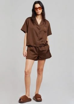 Inch Hadi Satin Shorts - Brown Vacation Edit