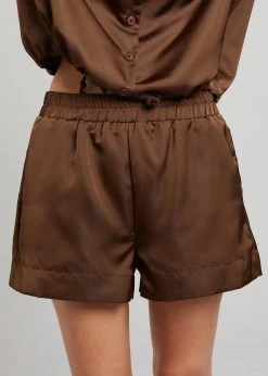 Inch Hadi Satin Shorts - Brown Vacation Edit