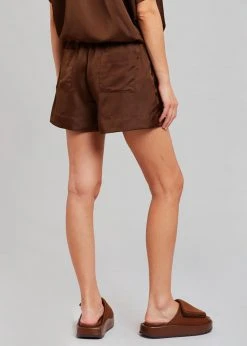 Inch Hadi Satin Shorts - Brown Vacation Edit