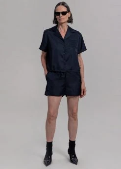 Inch Hadi Satin Shorts - Navy