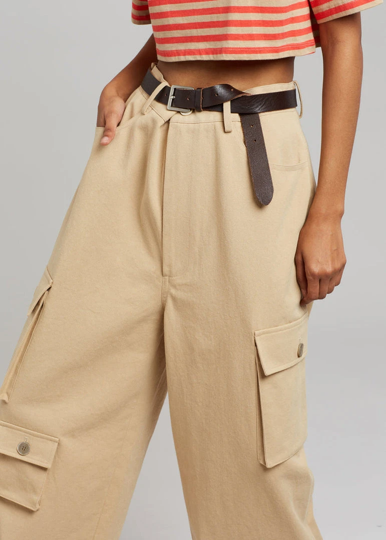 The Frankie Shop Hailey Oversized Cargo Pants - Tan CLOTHING