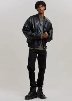 The Frankie Shop Hane Faux Leather Bomber - Black CLOTHING