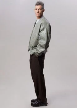 The Frankie Shop Hane Faux Leather Bomber - Eucalyptus CLOTHING