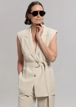 Blossom Hani Belted Vest - Beige CLOTHING