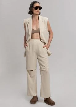 Blossom Hani Belted Vest - Beige CLOTHING