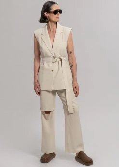 Blossom Hani Belted Vest - Beige CLOTHING