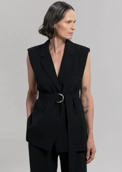 Blossom Hani Belted Vest - Black CLOTHING