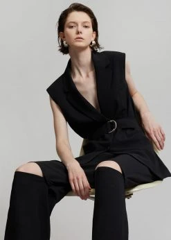 Blossom Hani Belted Vest - Black CLOTHING