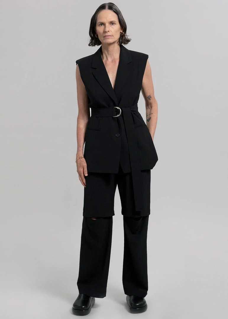 Blossom Hani Belted Vest - Black CLOTHING