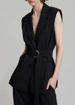 Blossom Hani Belted Vest - Black CLOTHING