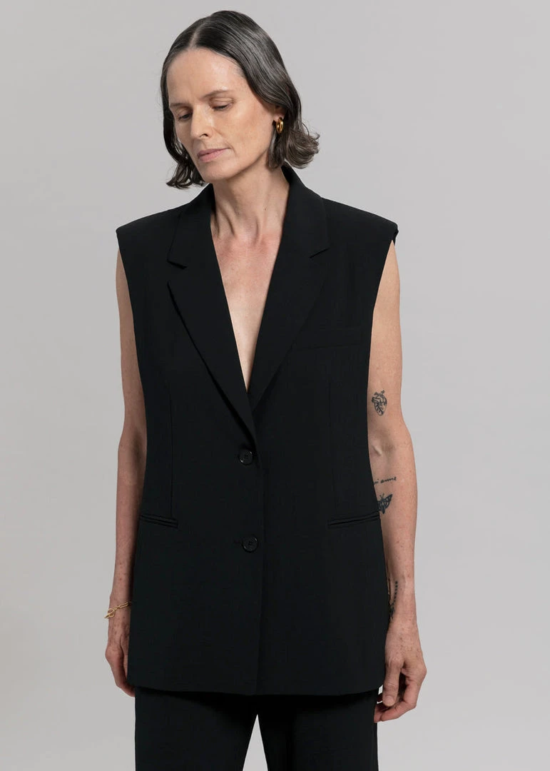 Blossom Hani Belted Vest - Black CLOTHING