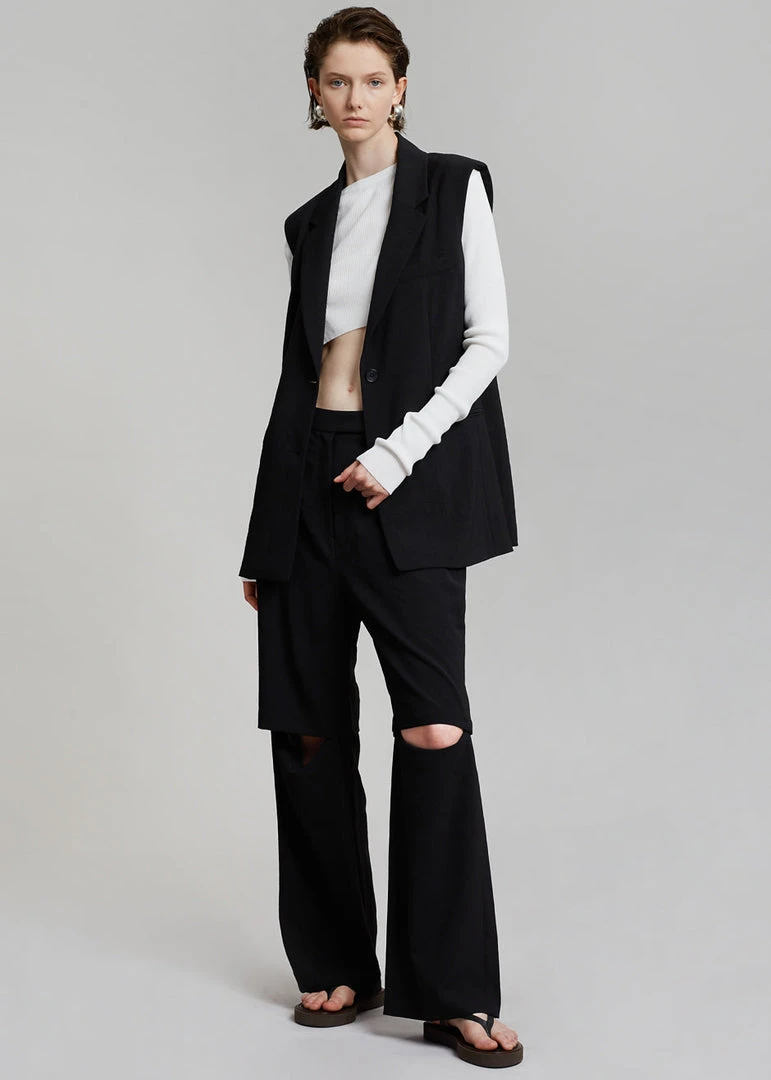 Blossom Hani Belted Vest - Black CLOTHING