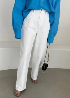 The Frankie Shop Hann Denim Pants - White CLOTHING