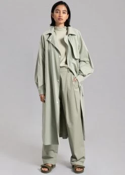 Inni Hattie Trench Coat - Sage CLOTHING