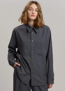 The Frankie Shop Heith Flanelle Shirt - Charcoal
