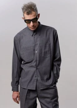 The Frankie Shop Heith Flanelle Shirt - Charcoal