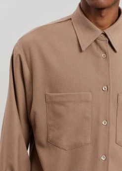 The Frankie Shop Heith Flanelle Shirt - Hazelnut CLOTHING
