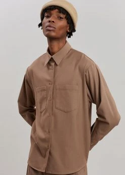The Frankie Shop Heith Flanelle Shirt - Hazelnut CLOTHING