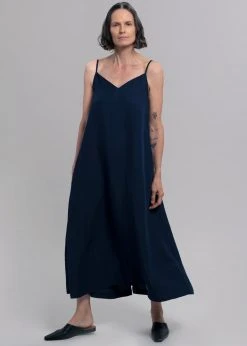 The Frankie Shop Hemi Linen Dress - Navy CLOTHING