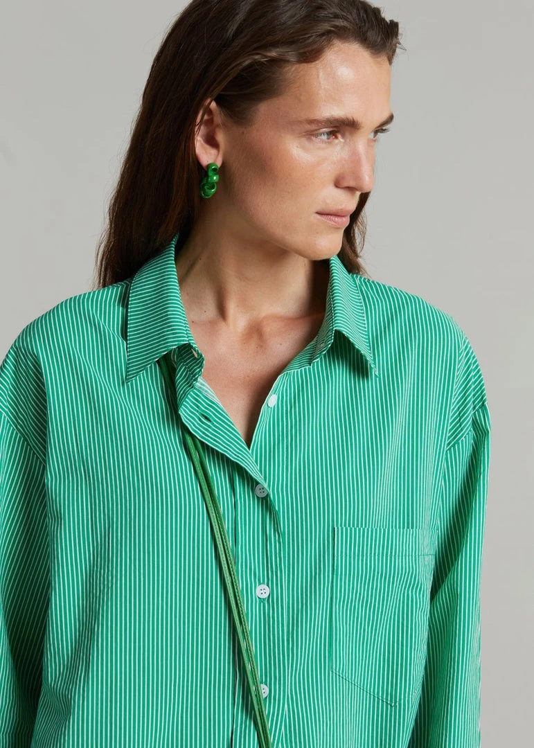 The Frankie Shop Idun Shirt - Emerald Stripe