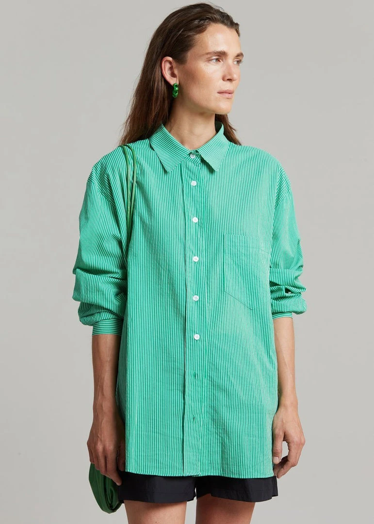 The Frankie Shop Idun Shirt - Emerald Stripe