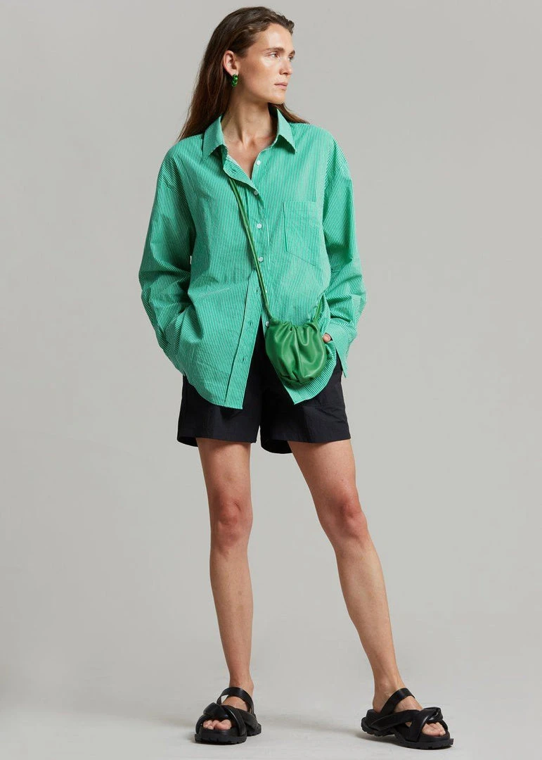 The Frankie Shop Idun Shirt - Emerald Stripe